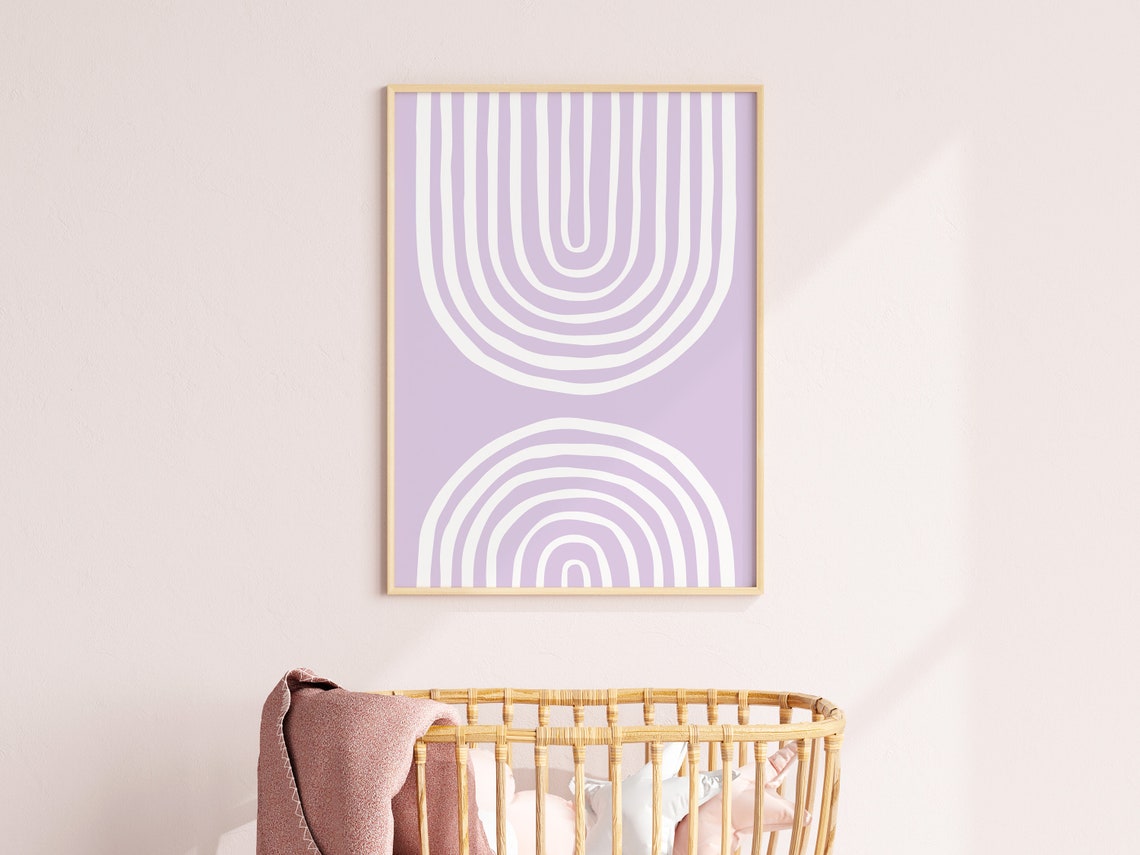 Lilac White Boho Rainbow Arches Minimalist Nursery Decor Poster - Image 2