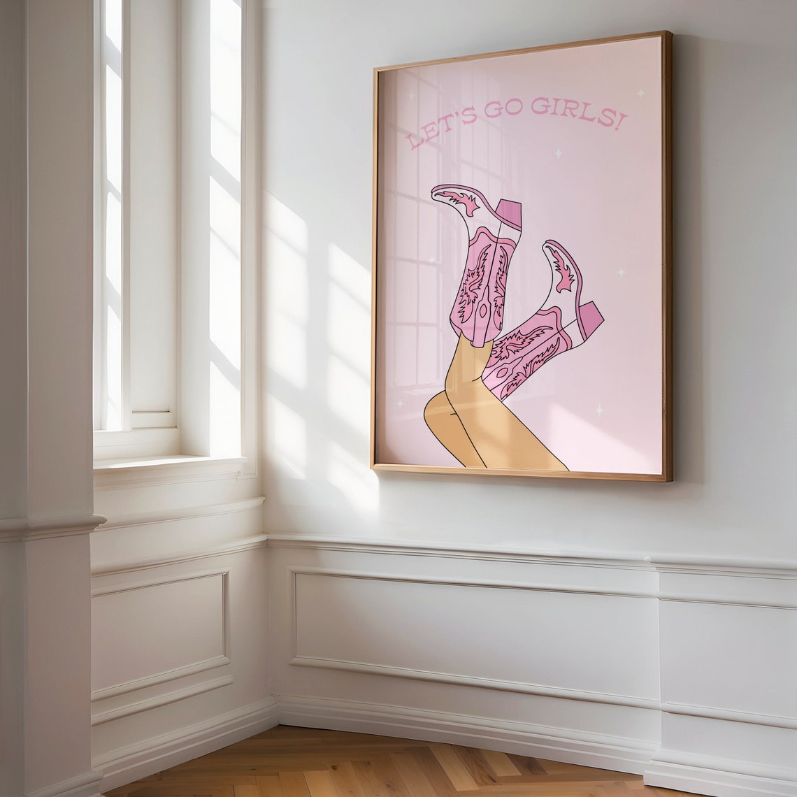 Lets Go Girls Print Cowboy Boots Print Preppy Print Trendy Wall Art Cowgirl Wall Art Pink Wall Art Disco Cowgirl Wall Art - Image 4