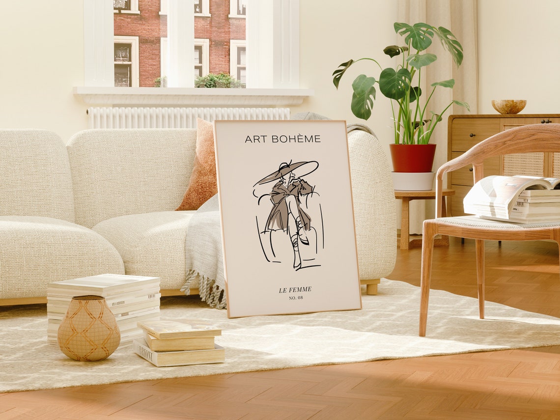 Art Boheme Le Femme Fashion Sketch Beige Minimalist Decor Poster - Image 2