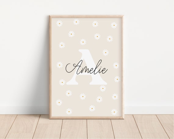 Daisy Print Personalized Nursery Decor Art Print