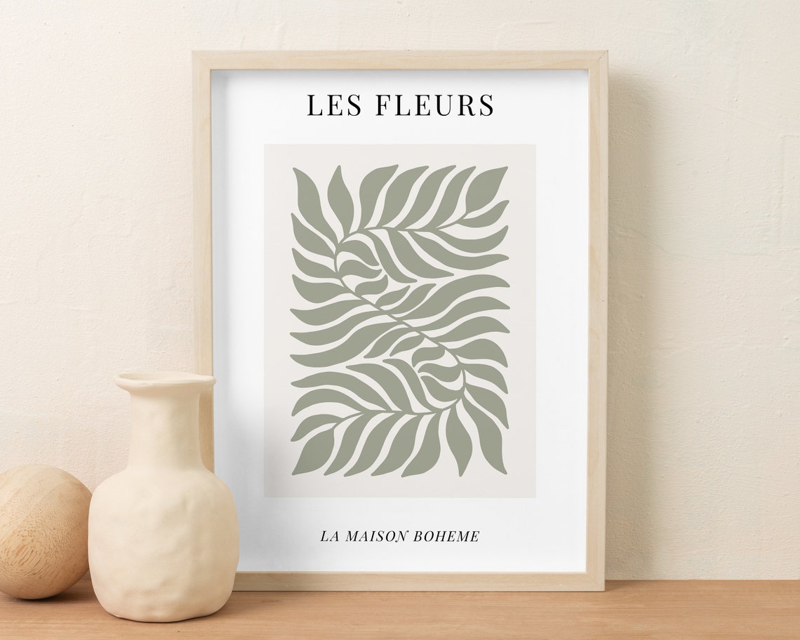 Les Fleurs Sage Green Botanical Frond French Boho Decor Poster - Image 2