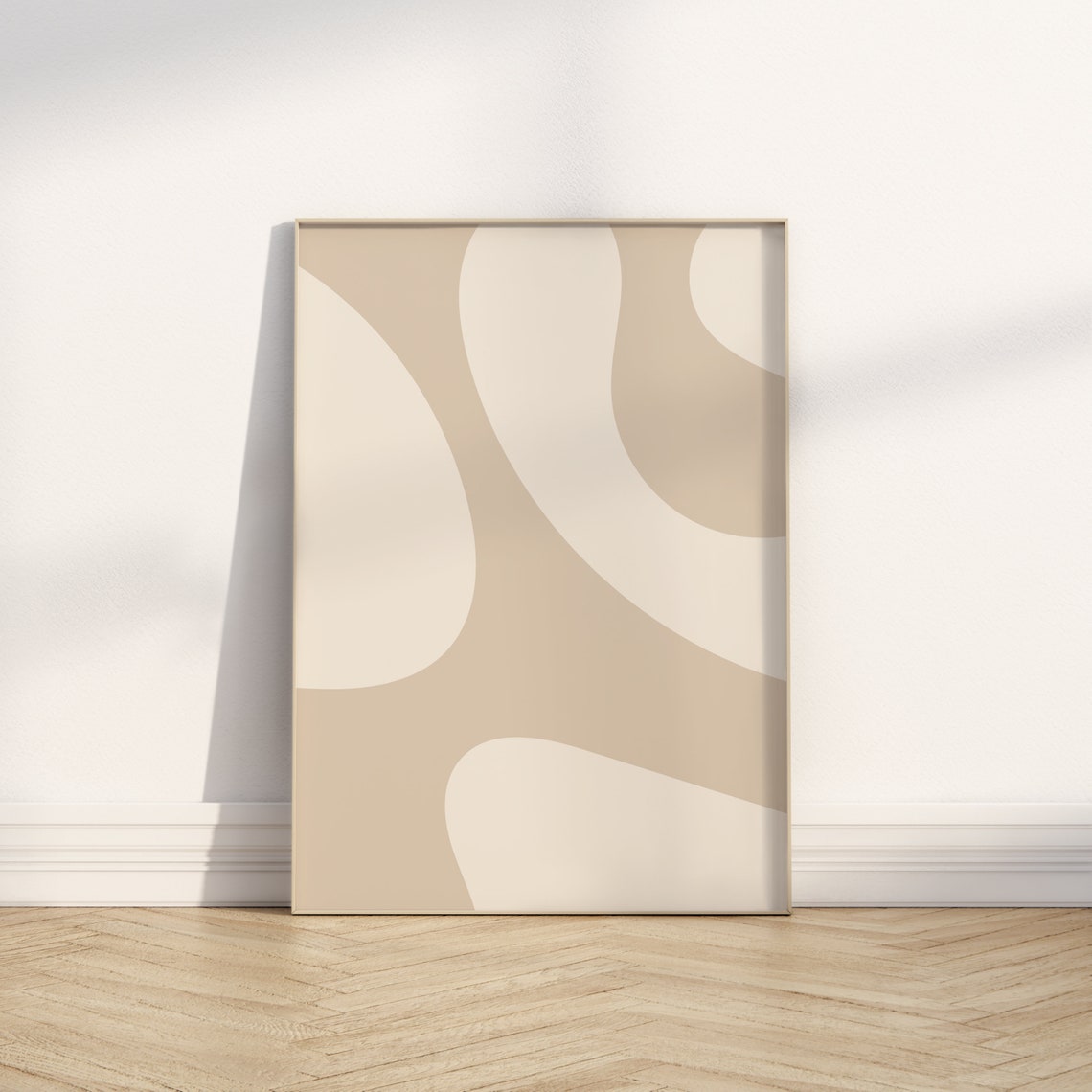Beige Organic Wave Curves Minimalist Neutral Modern Decor Poster