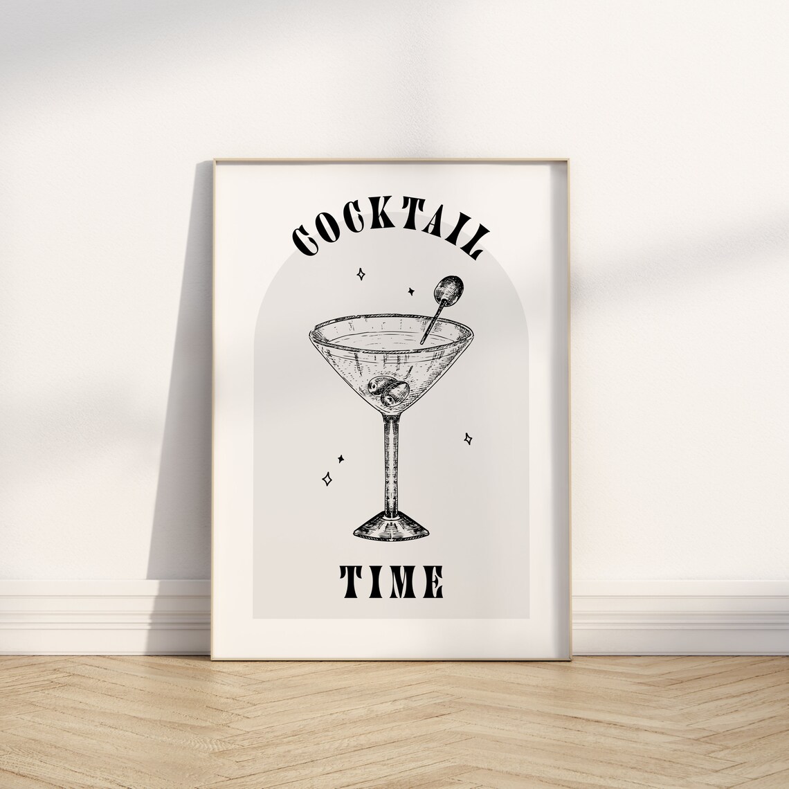 Cocktail Time Martini Glass Vintage Bar Cart Kitchen Decor Poster - Image 3