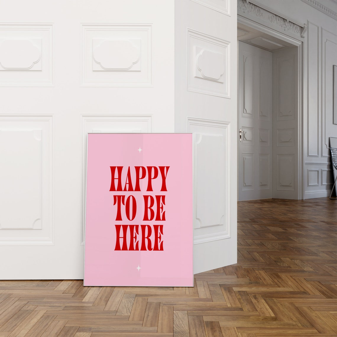 Happy To Be Here Red Retro Quote Pink Trendy Dorm Room Poster - Image 3