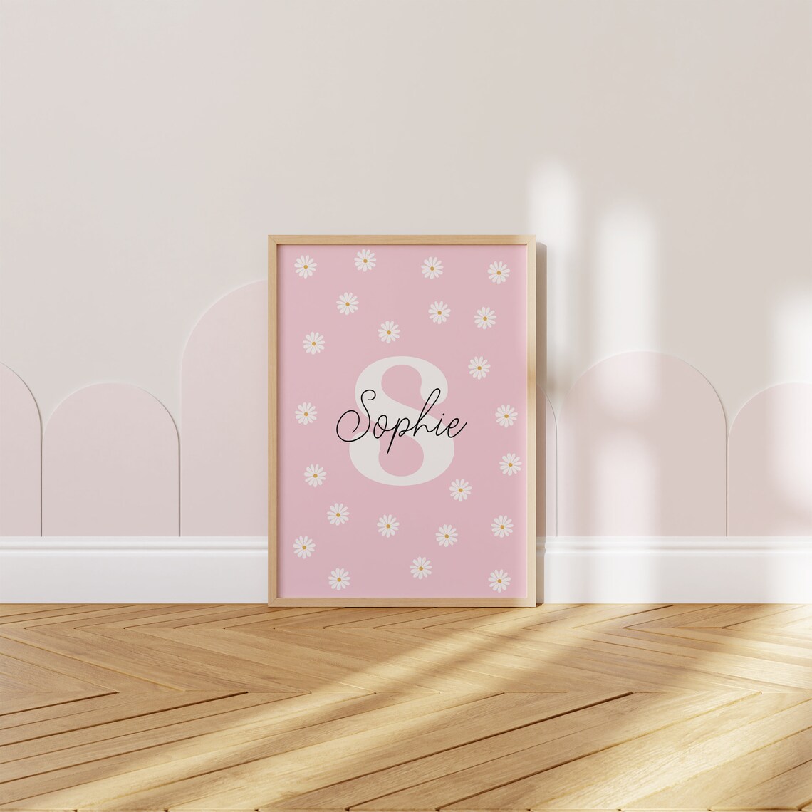 Personalised Daisy Nursery Art Print, Pink Decor - Image 4