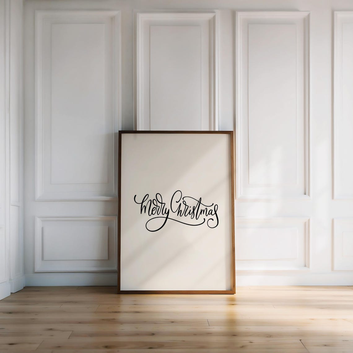 Merry Christmas Black Script Minimalist Holiday Calligraphy Poster - Image 2