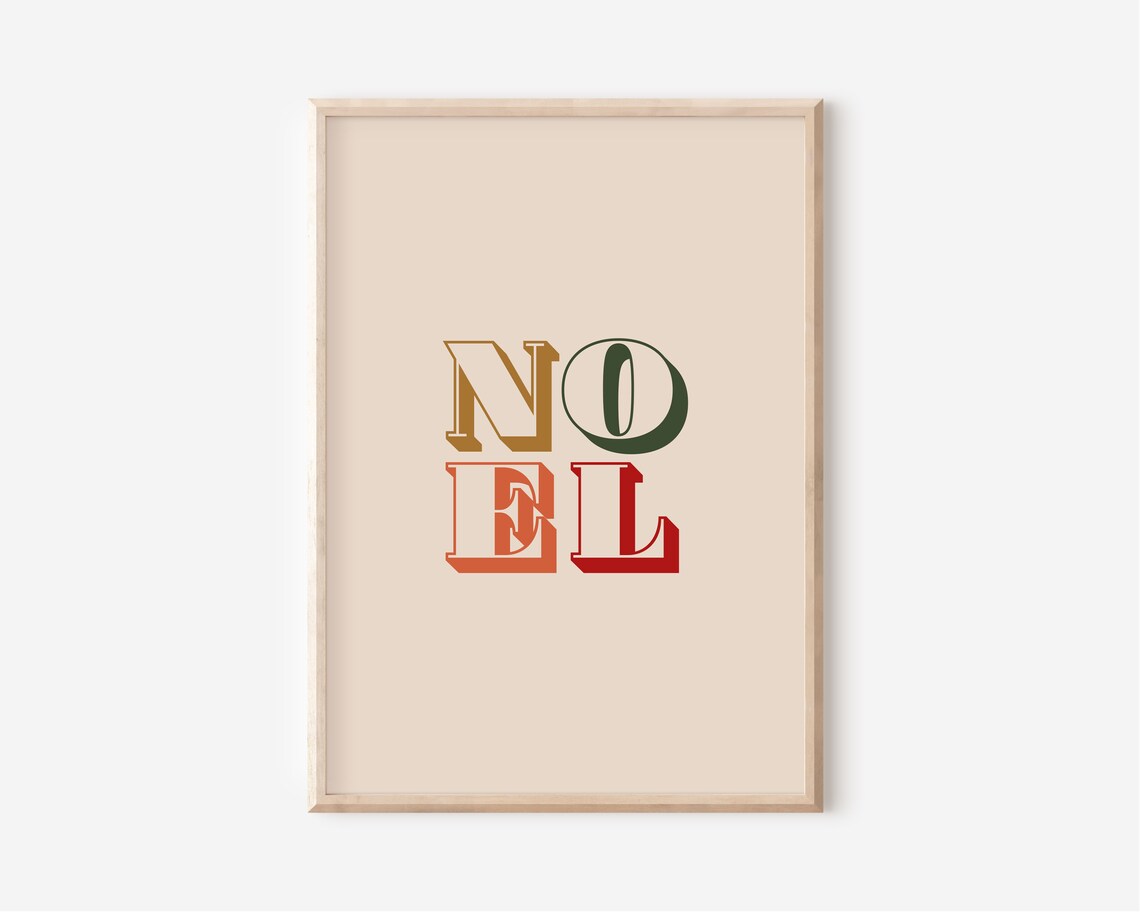 Noel Retro Typography Red Gold Green Christmas Holiday Poster - Image 2