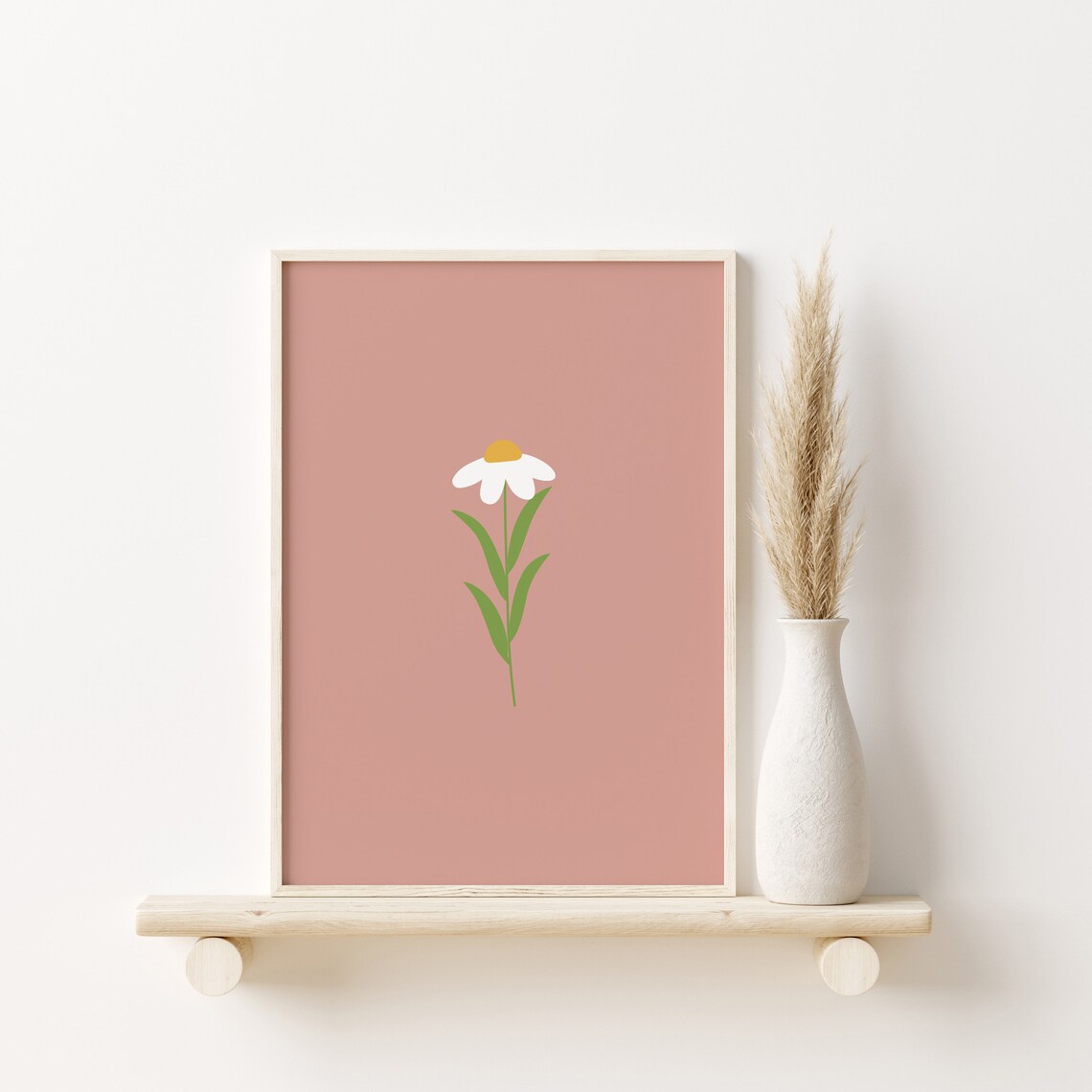 Dusty Pink Daisy Flower Minimalist Boho Nursery Print Art Decor - Image 3