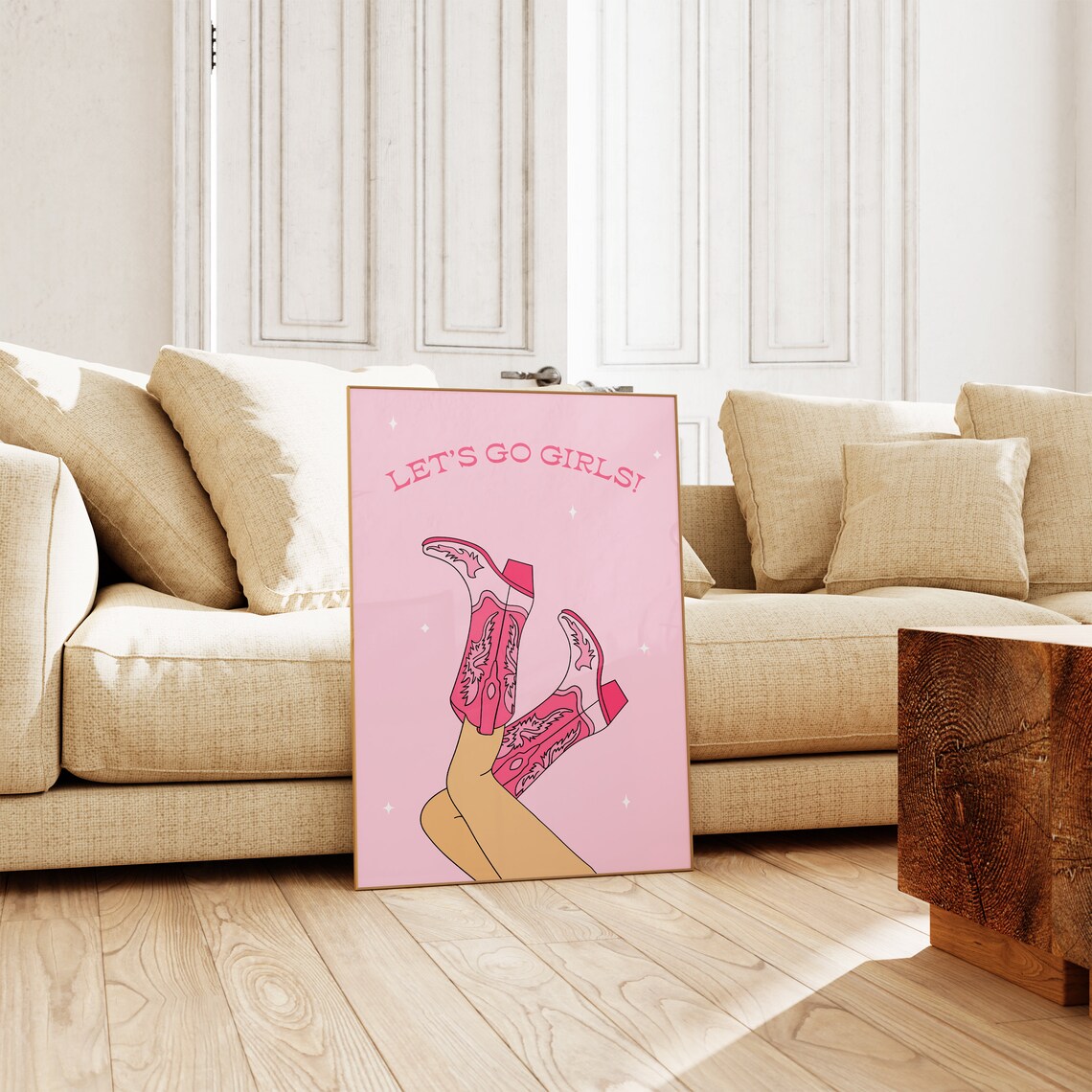 Let's Go Girls Pink Cowboy Boots Trendy Western Quote Dorm Poster - Image 3