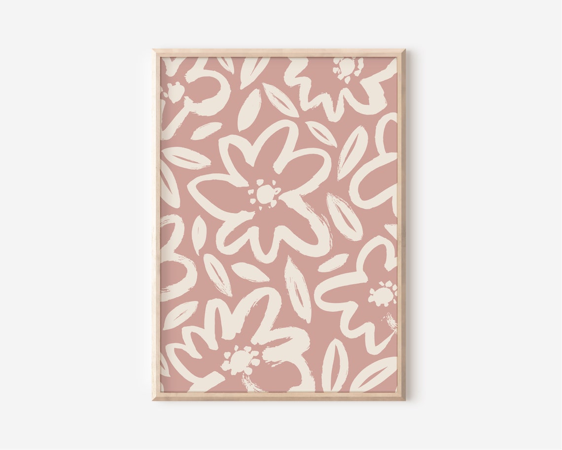Dusty Pink Flowers Print Floral Wall Art Girls Nursery Print Girls Room Wall Art Flower Print Girls Room Decor Wall Art - Image 4