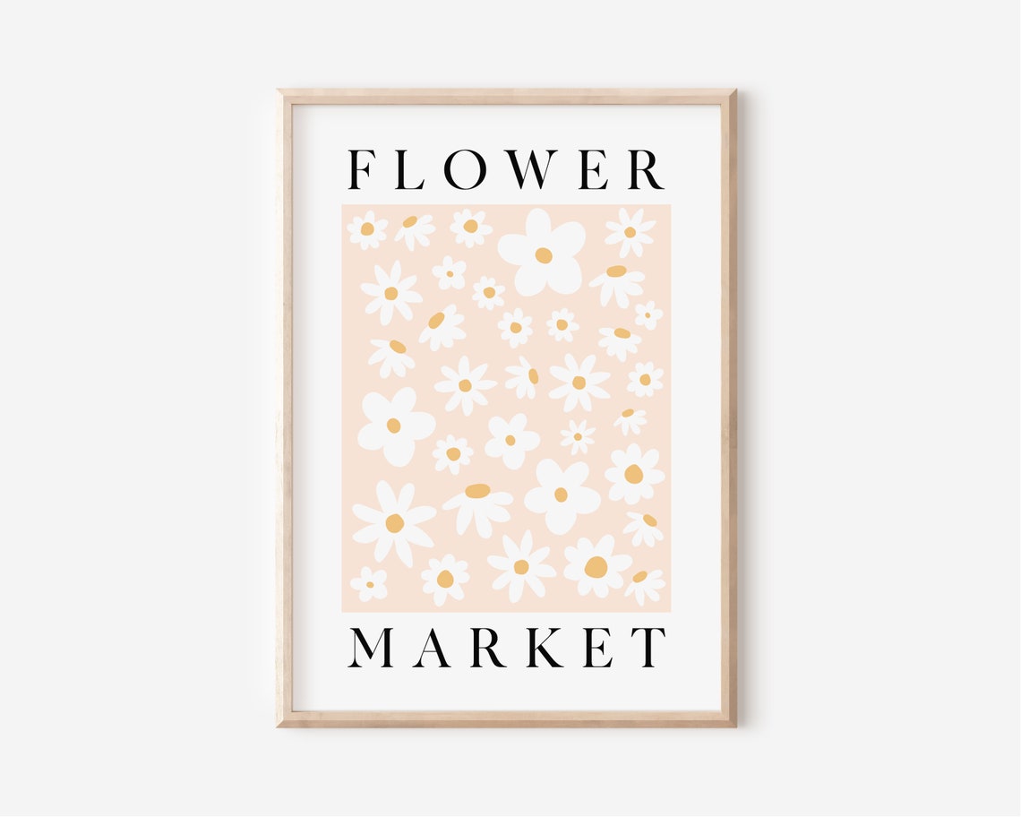Flower Market Daisy Floral Pink Boho Botanical Spring Poster - Image 3