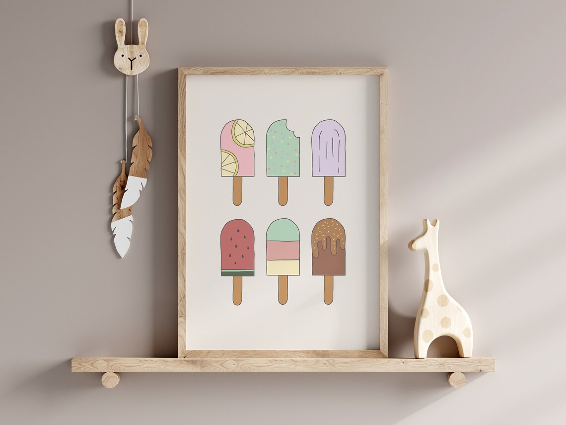 Ice Lolly Pop Popsicle Art Print, Girls Nursery