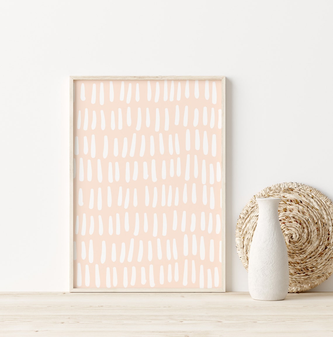 Peachy Pink Organic Dash Poster Minimalist Abstract Boho Art Design - Image 4