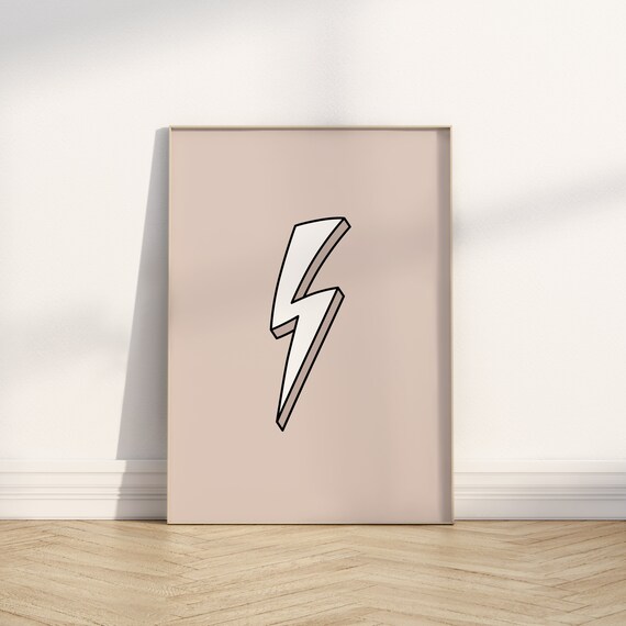 Neutral Lightning Bolt Poster Kids Nursery Beige Minimalist Art Decor