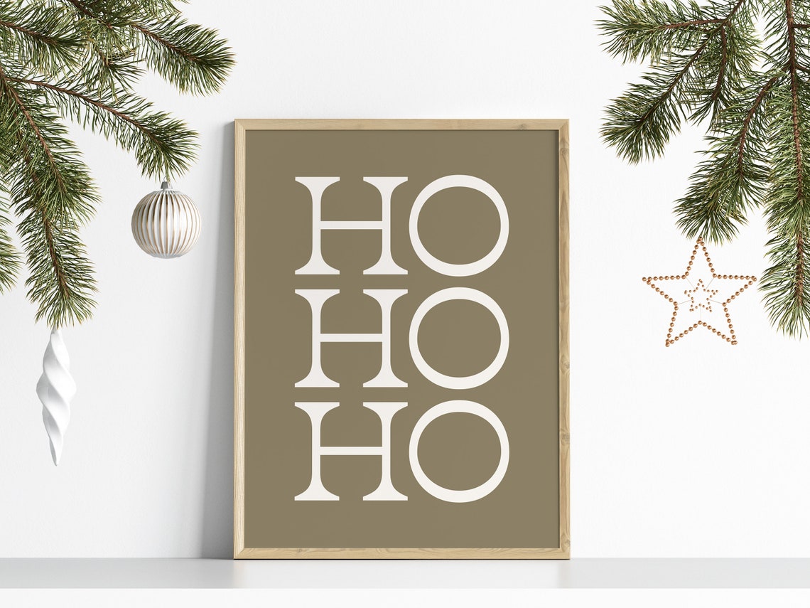 Ho Ho Ho Christmas Quote Olive Green Modern Winter Holiday Poster