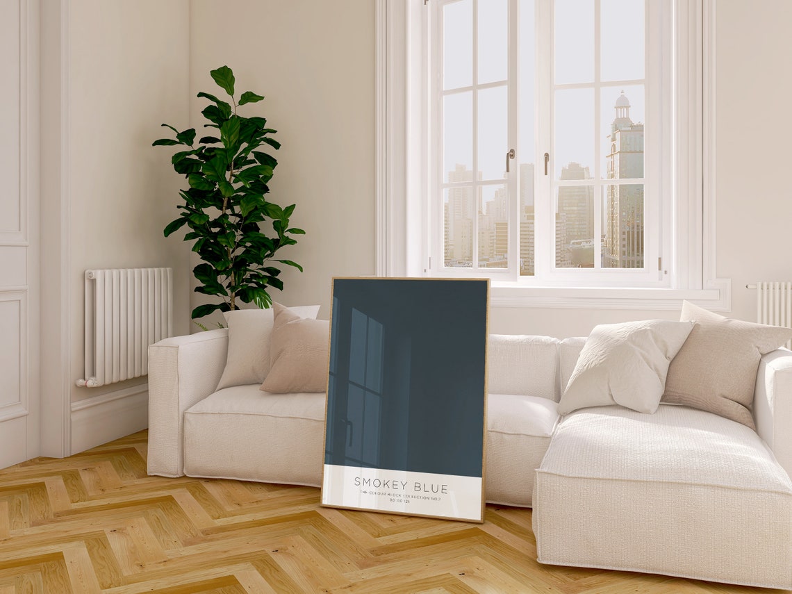 Smokey Blue Colour Block Collection No 2 Modern Minimalist Poster - Image 3