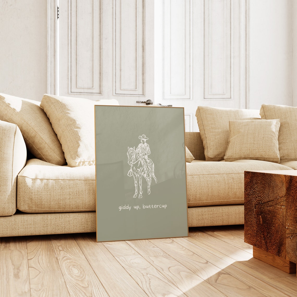 Giddy Up Buttercup Cowboy Poster Sage Green Western Horse Art Design - Image 2