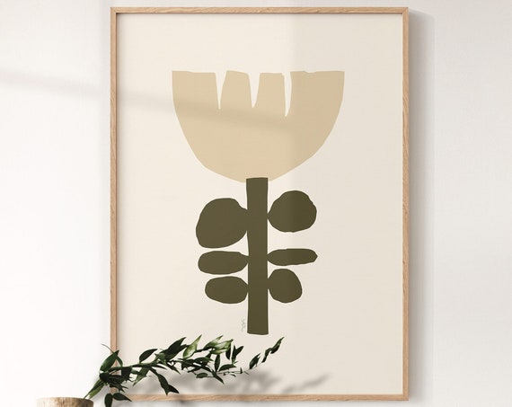 Abstract Floral Art Print, Pastel Botanical Poster