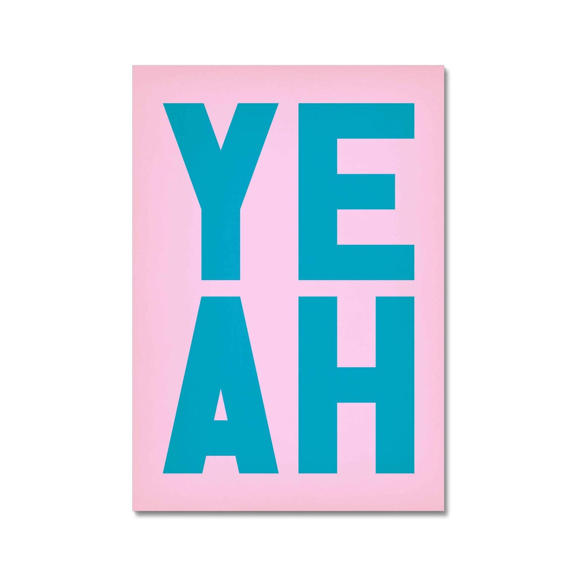 Yeah Bold Teal on Pink Retro Block Lettering Typography Poster