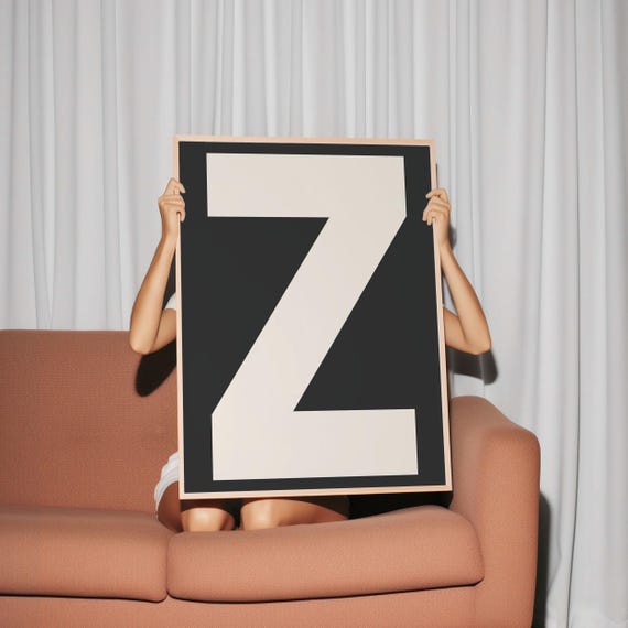 Z Print My Type Of A Z Wall Print Retro Wall Art Trendy Wall Art Typography Letters Letter Print Gift Art Z