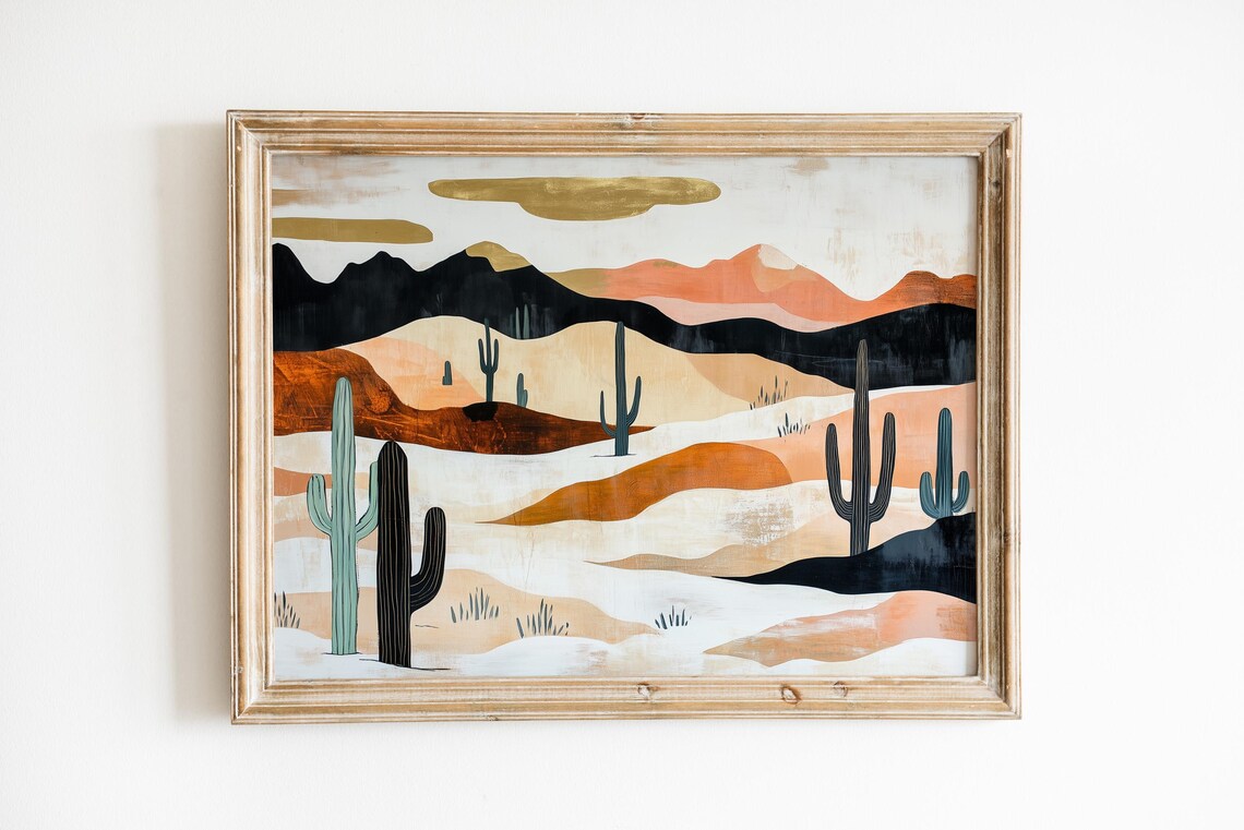 Modern Desert Landscape Art Print, Boho Western
