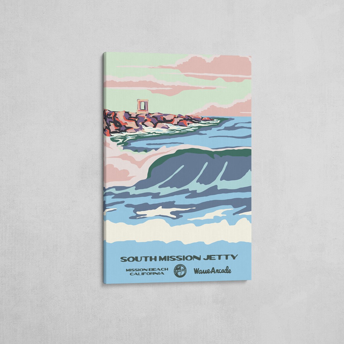 South Mission Jetty Wave Peak Travel Poster San Diego California - Image 2