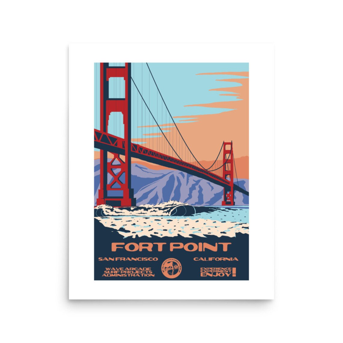 Copy Fort Point San Francisco Ca Surf Poster National Parks Style - Image 2