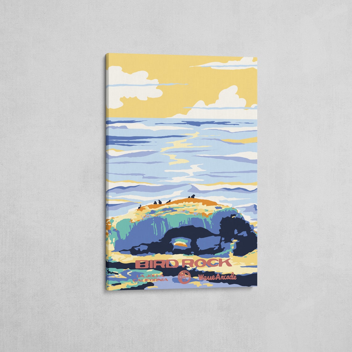 Bird Rock La Jolla California Offshore Rocks Wave Sunset Poster - Image 2