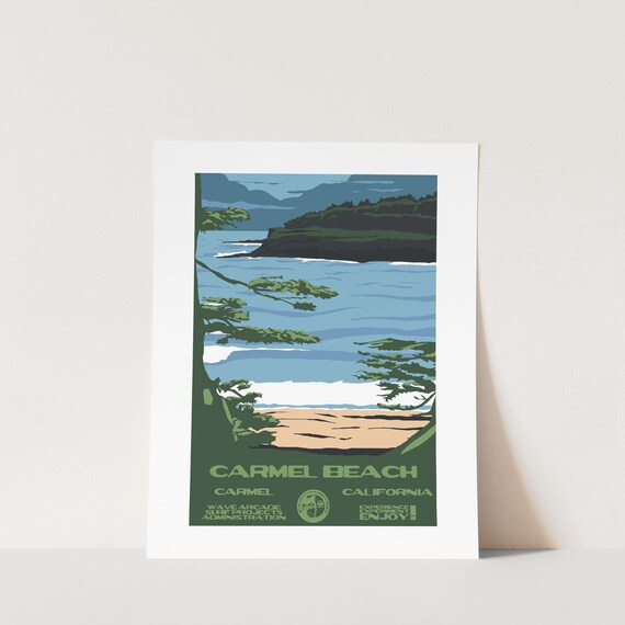 Copy Carmel Beach Carmel Ca Surf Poster National Parks Style