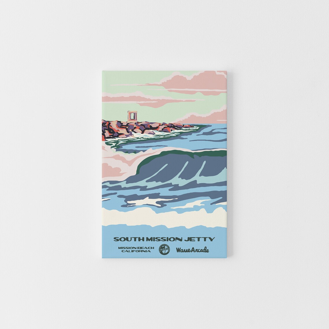 South Mission Jetty Wave Peak Travel Poster San Diego California