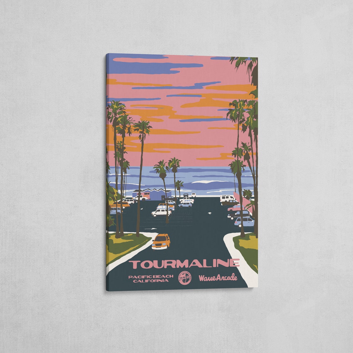 Tourmaline Pacific Beach Palm Sunset Travel Poster California - Image 2