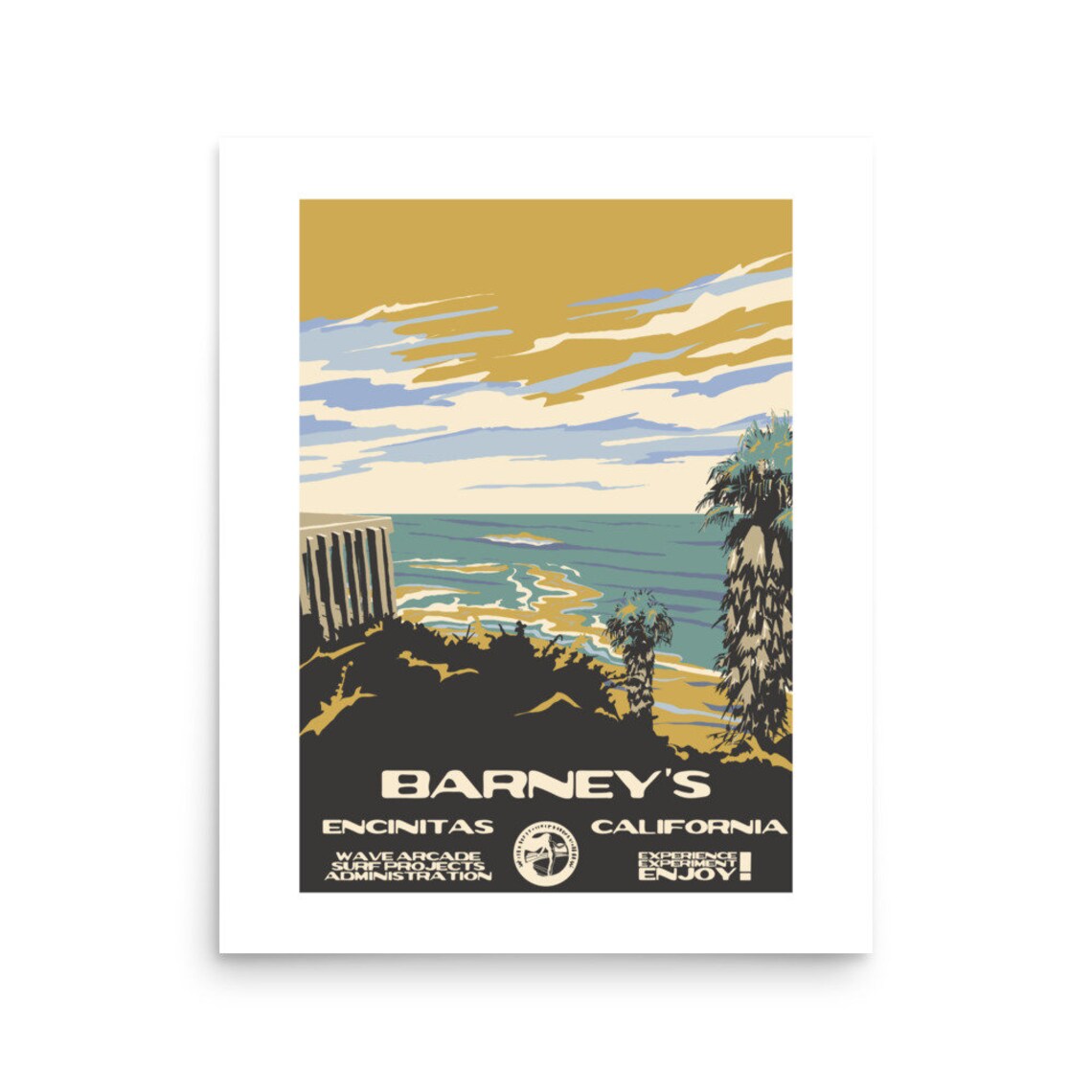 Copy Barneys Encinitas Ca Surf Poster National Parks Style - Image 2