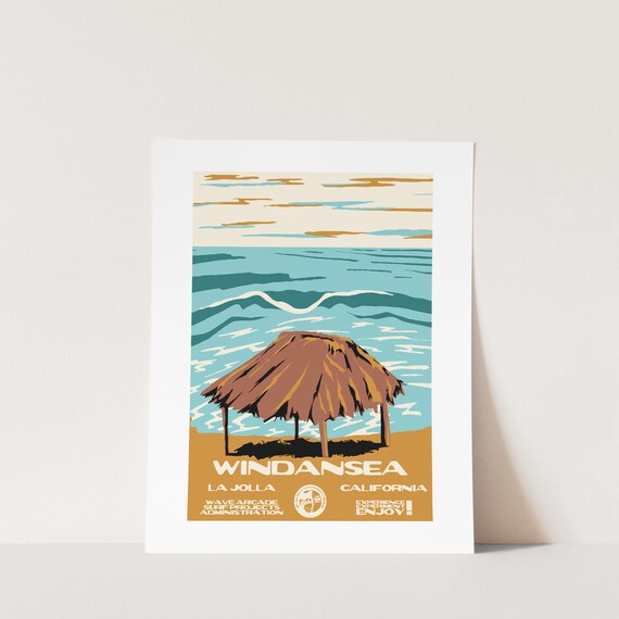 Copy Windansea La Jolla Ca Surf Poster National Parks Style