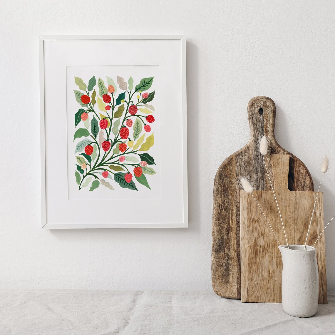Raspberry Botanical Art Print, Modern Farmhouse - Image 3