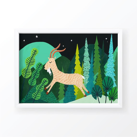 Capricorn Zodiac Print, Horoscope Constellation Art Print