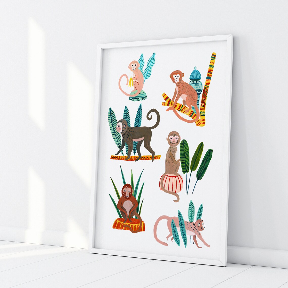 Monkeys of Malaysia Botanical Jungle Art Print - Image 3