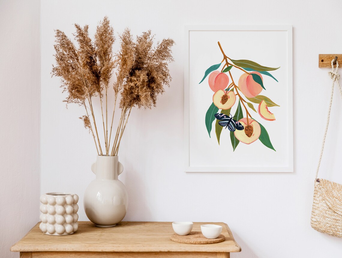 Peach Print Kitchen Decor, Botanical Art Print - Image 4