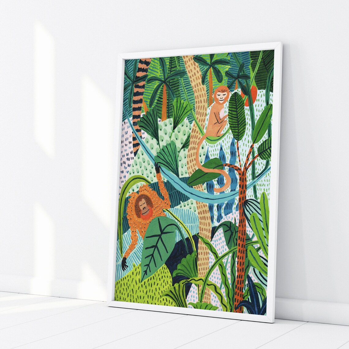 Monkey Botanical Illustration Print, Tropical Nursery Decor - Image 2