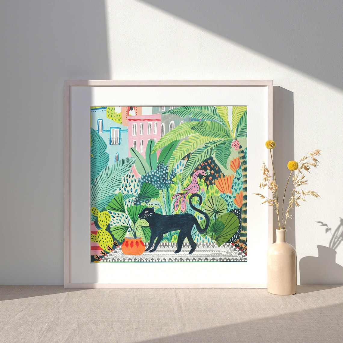Black Cat Botanical Print, Jungle Safari Poster - Image 4