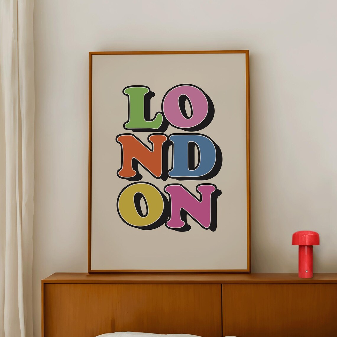 London City Typography Poster in Colorful Retro Bubble Letters