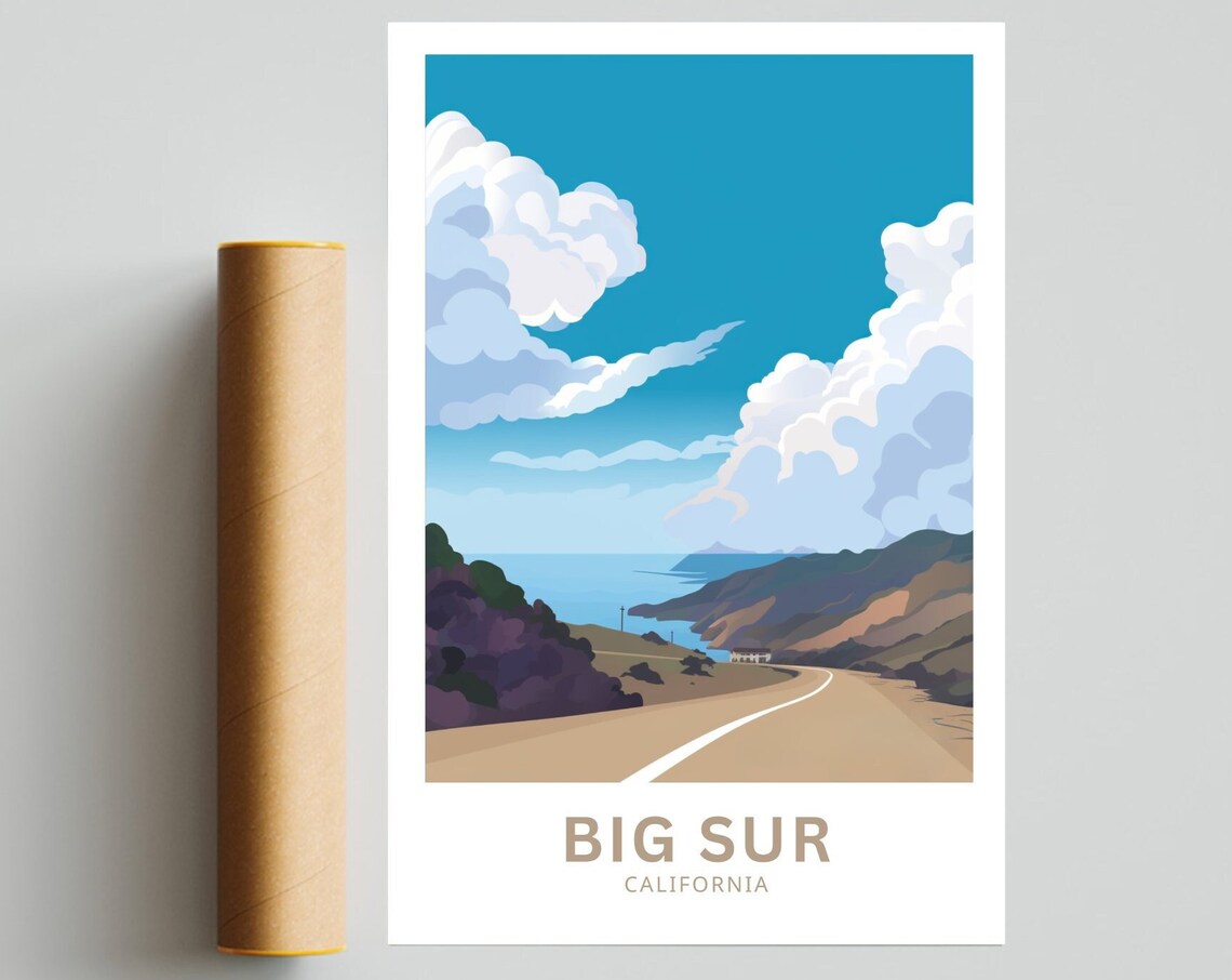 Big Sur California Coastal Road Rolling Hills Ocean View Poster - Image 5