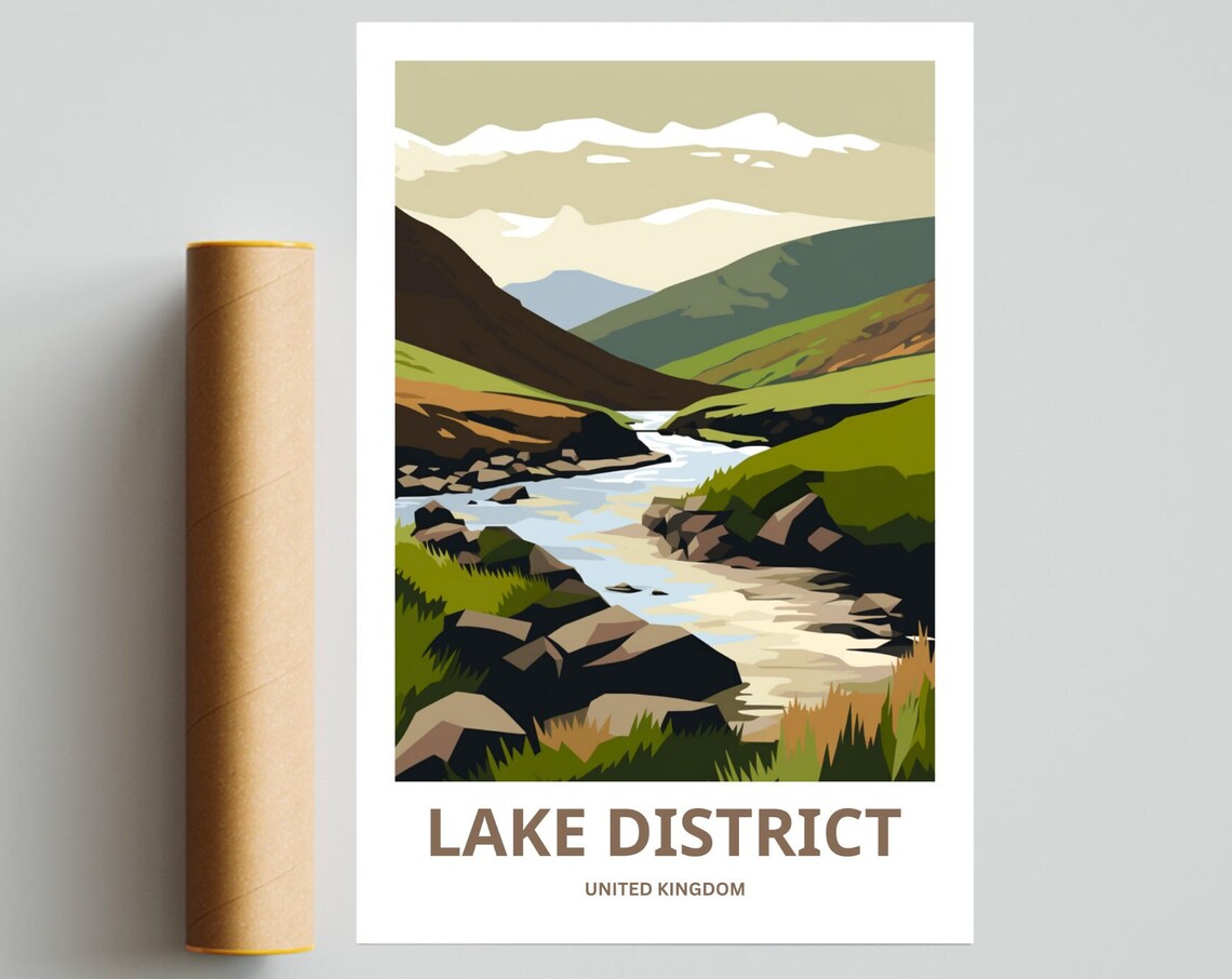 Lake District Print United Kingdom Wall Art Travel Poster National Park England English Uk Countryside Poster