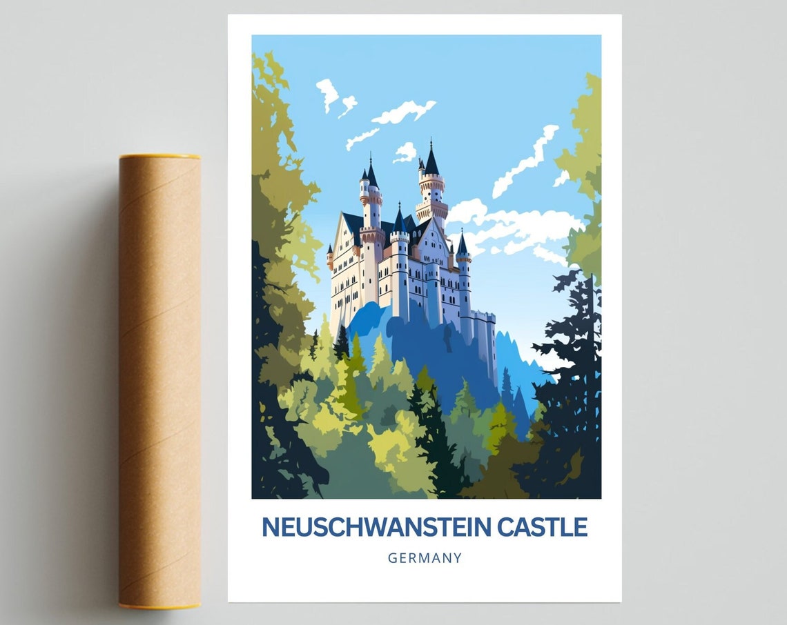 Neuschwanstein Travel Print Neuschwanstein Castle Poster Castle Wall Art Birthday Present Gift