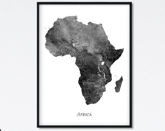 Africa Map Watercolor Travel Poster, Home Decor