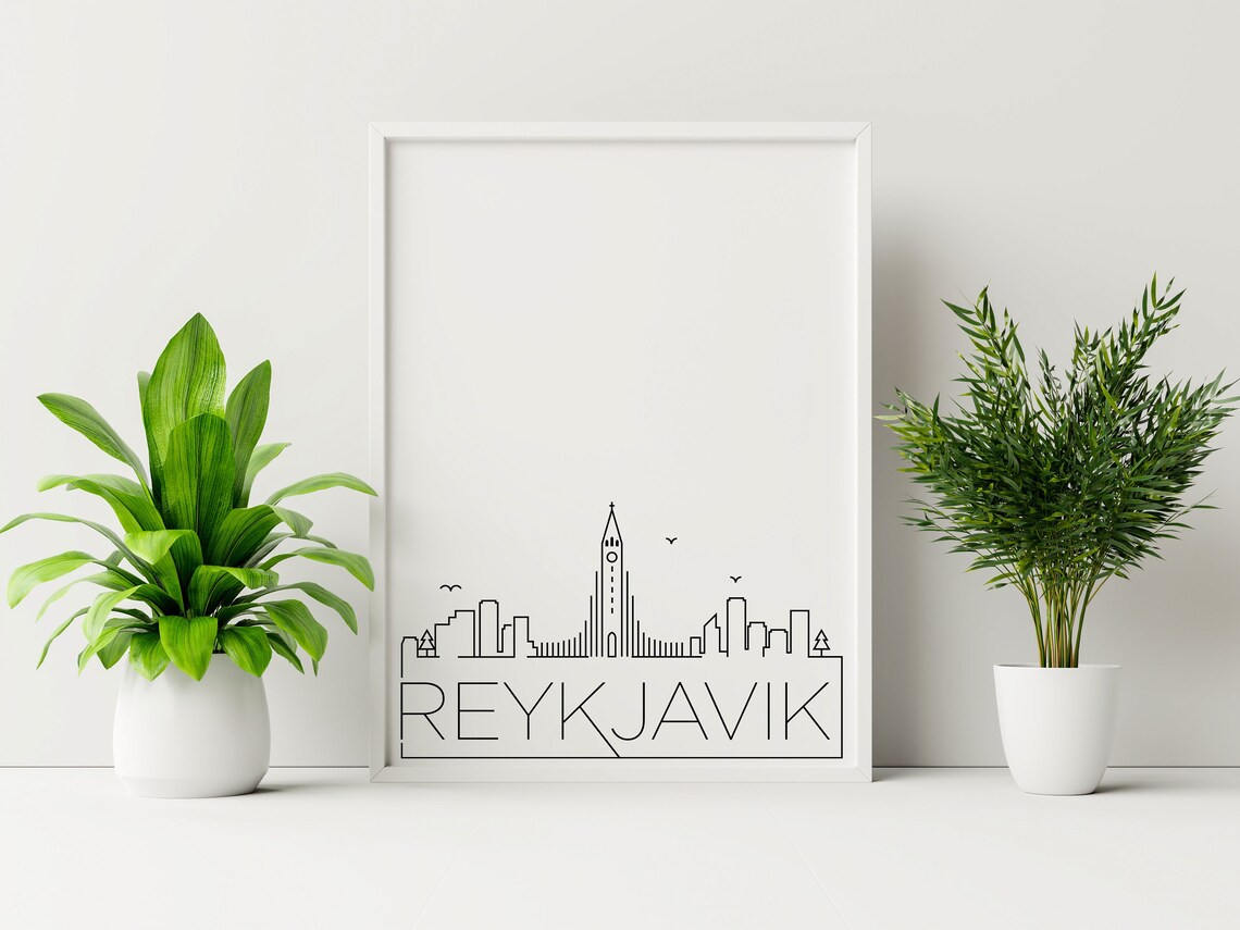 Reykjavik Skyline Travel Poster, Simple Home Decor - Image 2