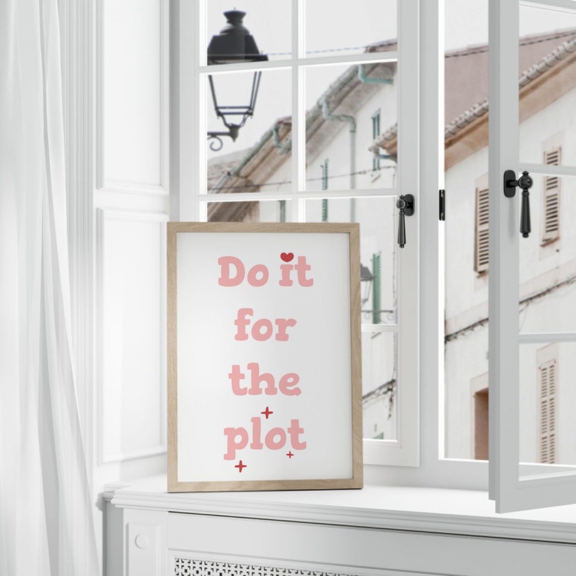 Do It for the Plot Pink Quote Poster with Heart and Sparkle Accents - Image 2