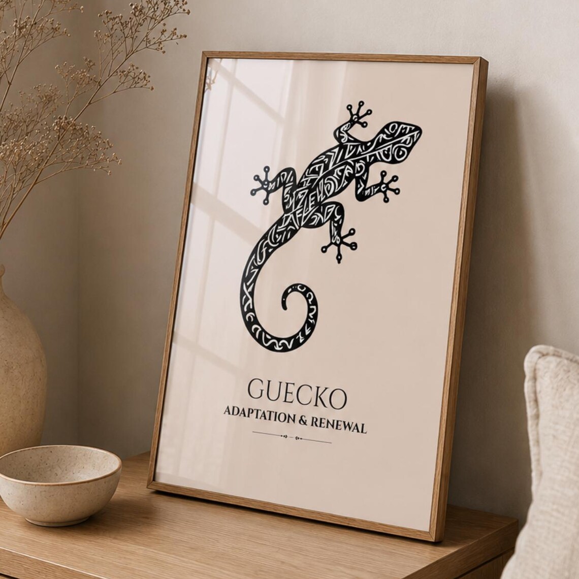 Tribal Gecko, Minimalist Boho Poster