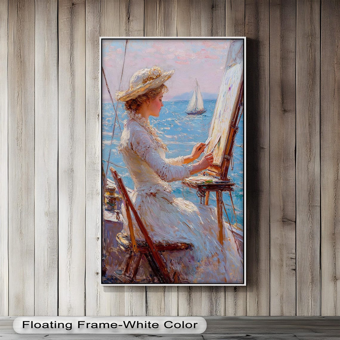 Elegant Artist at Sea, Impressionist Nautical Portrait - Image 2
