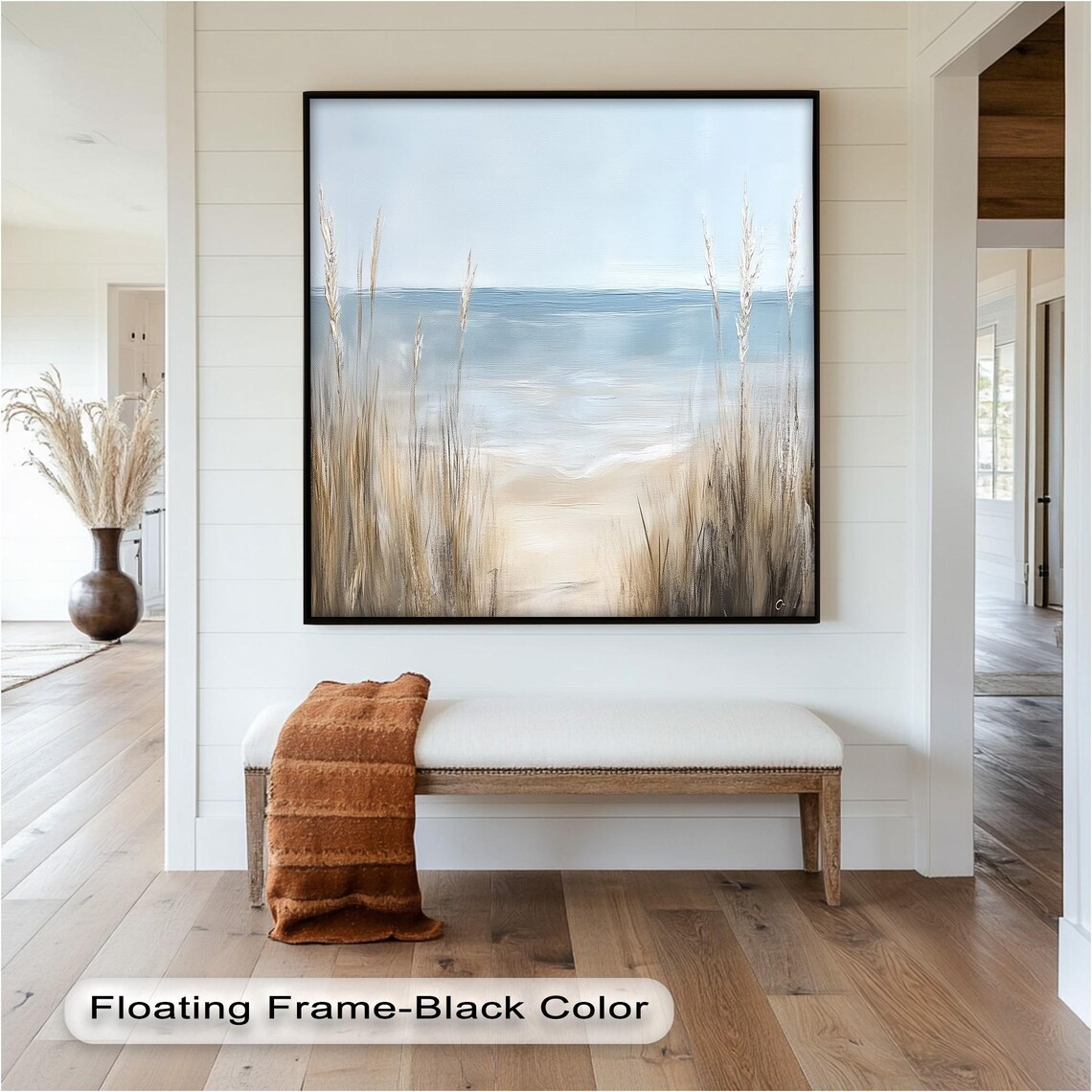 Coastal Beach Ocean Waves Painting, Rustic Seascape - Image 3