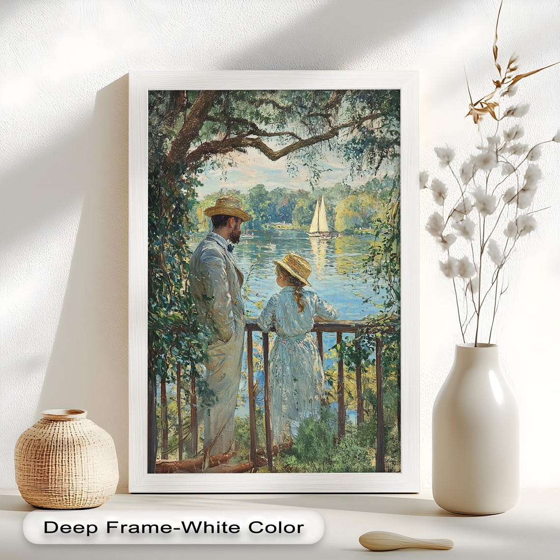 Romantic Couple By The Lake, Vintage Nature Print - Image 4